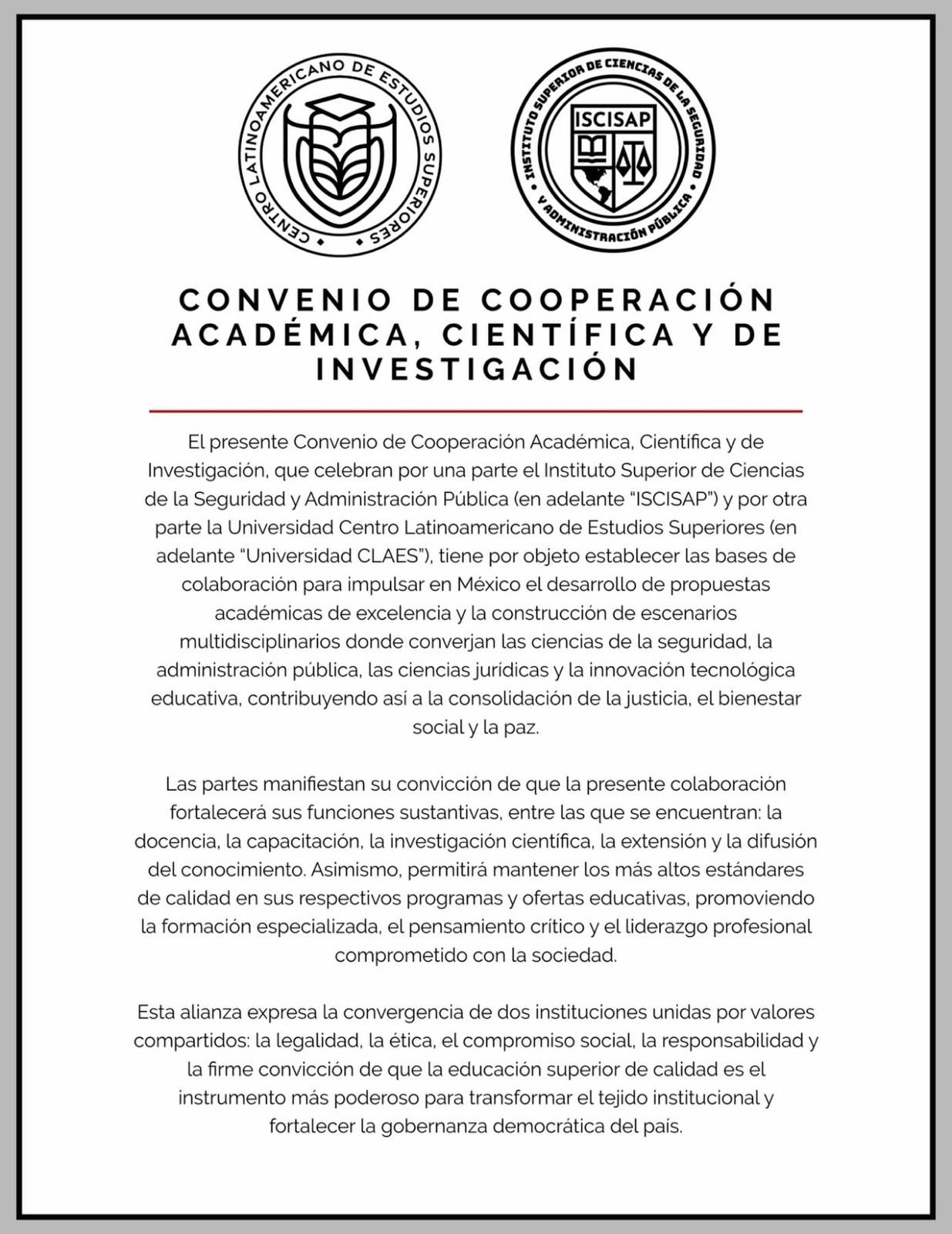 Convenio de Cooperación Académica, Científica y de Investigación